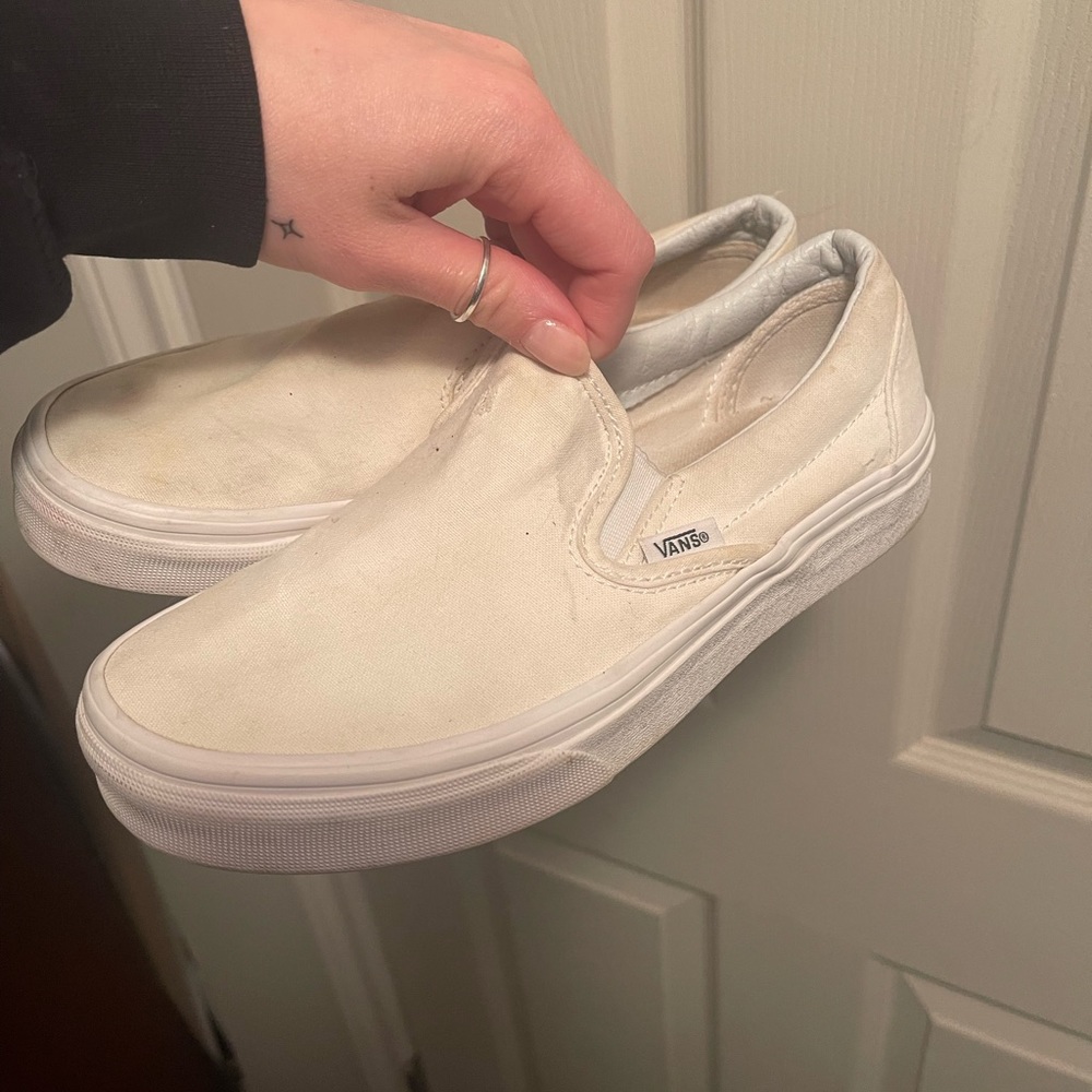 White slip on vans